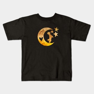 Poodle on a Half Moon with Stars Kids T-Shirt